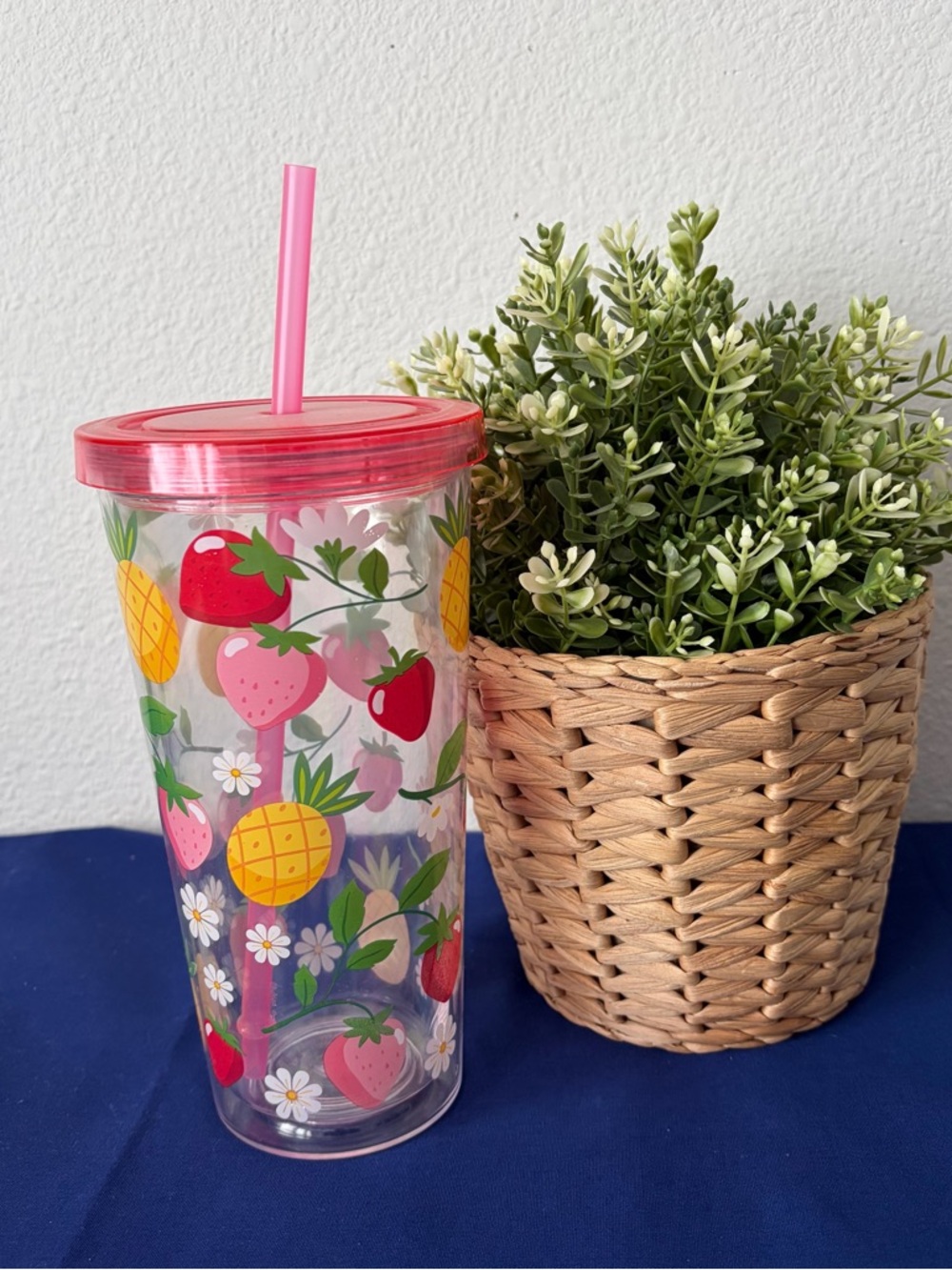 Strawberry Pineapple and Flower Tumbler Cup